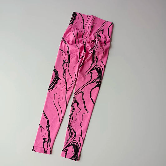 Printed High Waist Seamless Leggings Quick Dry Yoga Pants