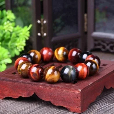 Tiger Eye Bracelet Natural Crystal Stone Buddha Bead for Unisex Couples