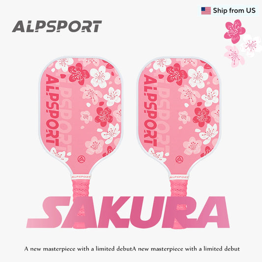 Alpsport Sakura USAPA Pickleball Paddle Women's T700 With 2 Free Balls Carbon Fiber Beginner Friendly Pro Training Set Pink