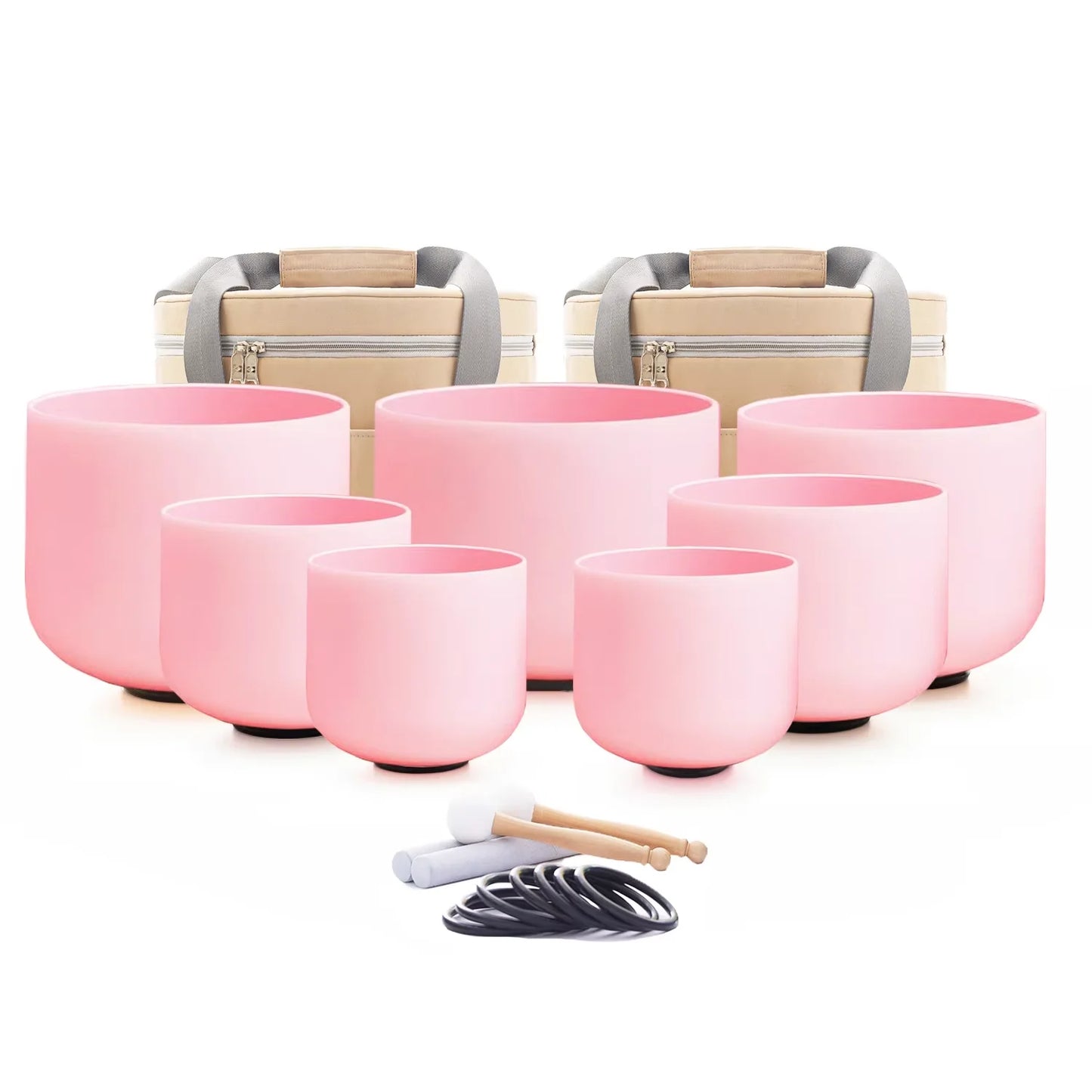 Hye Eun Pink Quartz Crystal Singing Bowl Set 7 Piece Chakra