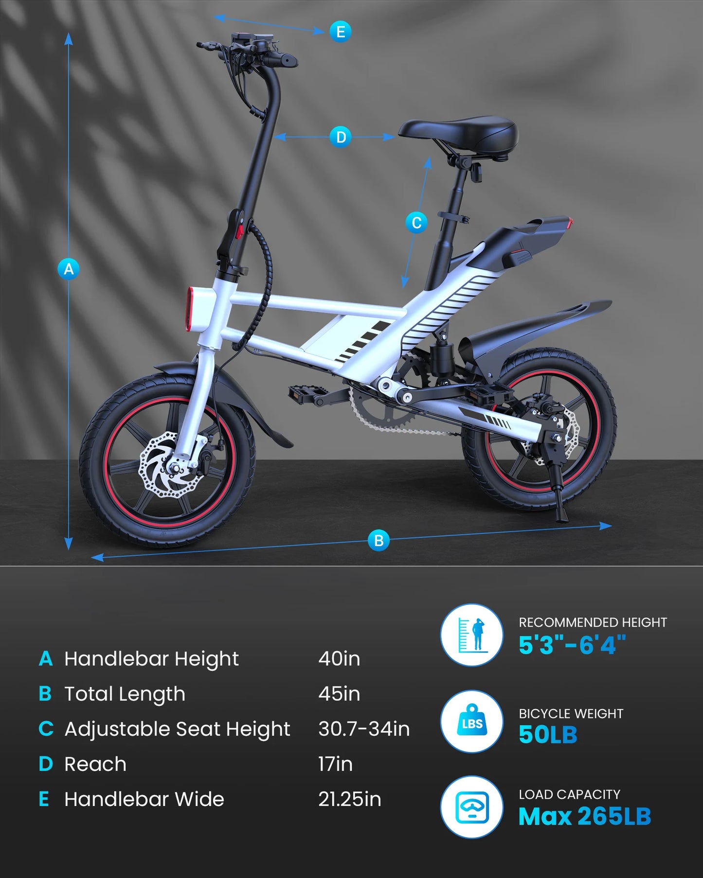 Gyroor 14 Inch Ebike 450W Electric Bike For Adults UL2849