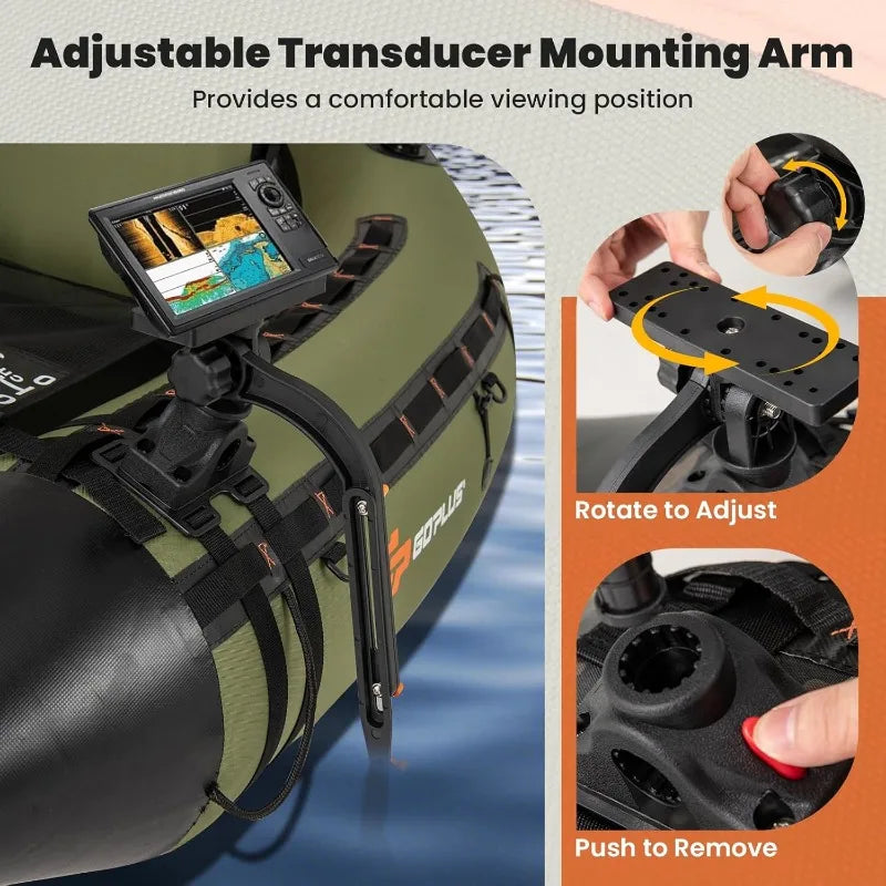 Inflatable Fishing Float Tube with Ruler Pump Storage Bag and Adjustable Straps