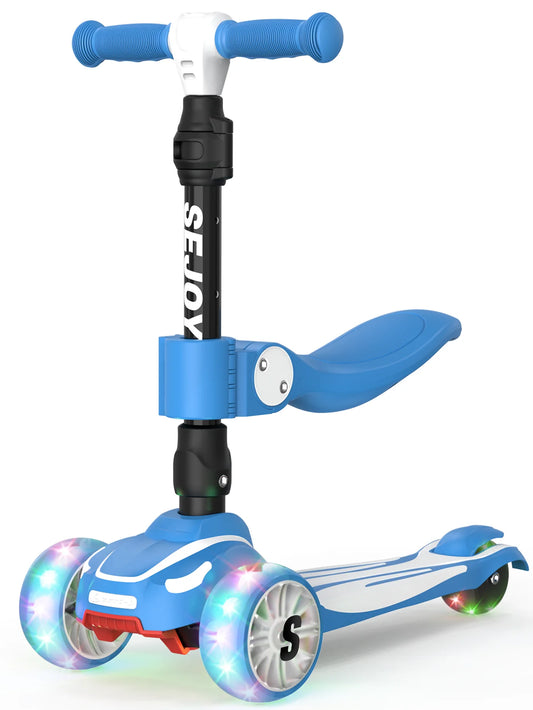 Sejoy Kid Kick Scooter Three Wheel LED Flashing Adjustable Lightweight 3-in-1