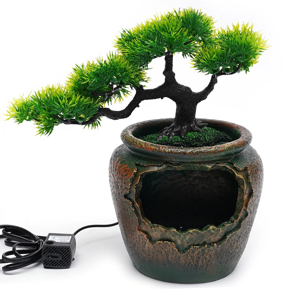 Relaxation Desktop Waterfall Fountain with LED Light for Home Office Decor