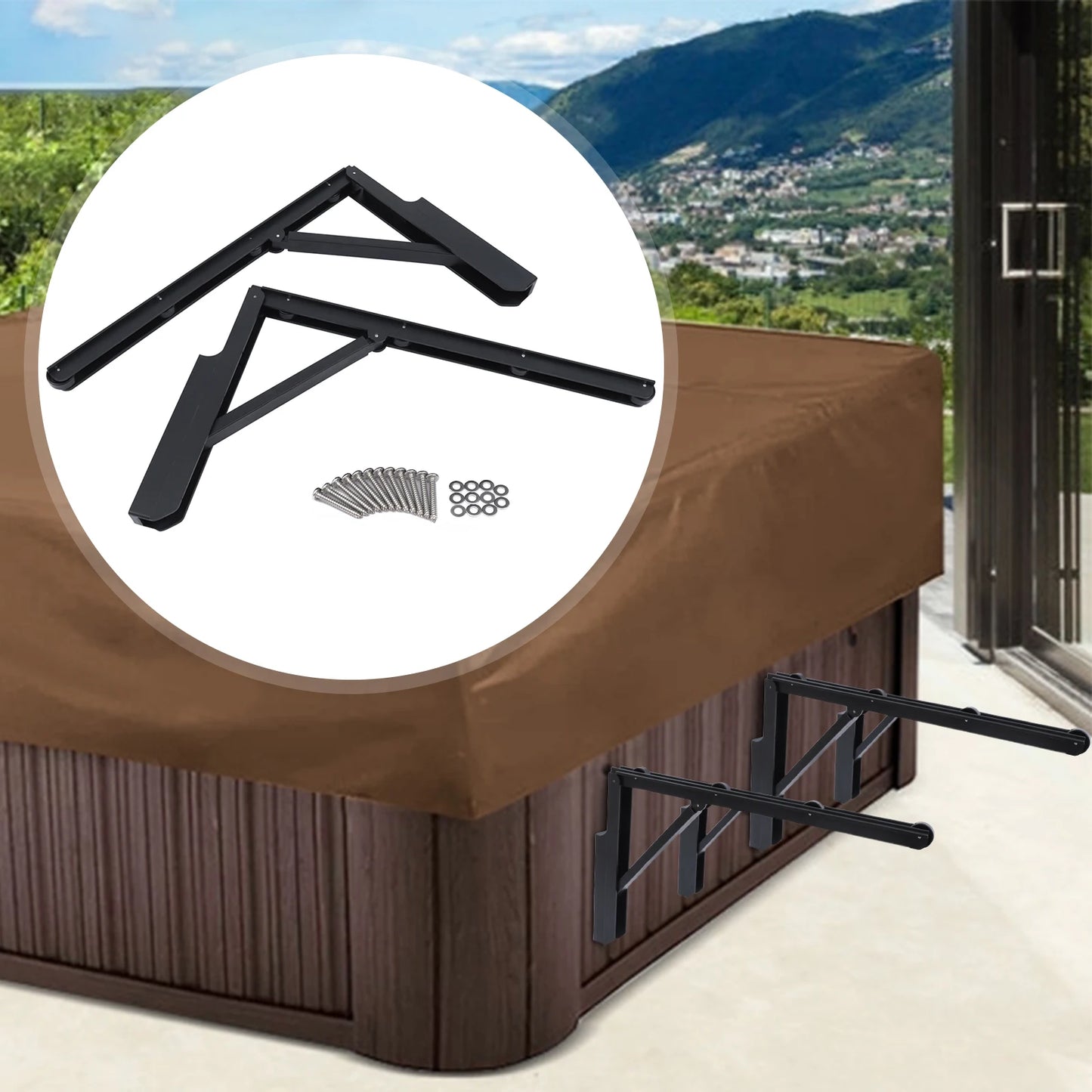 Compact Hot Tub Cover Lifter Rack 76cm 77lb Capacity for Easy Maintenance