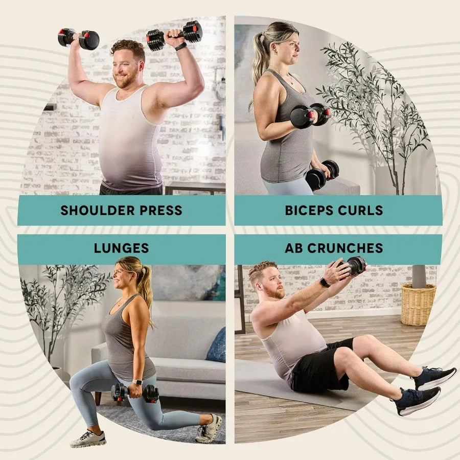 Adjustable Dumbbells Set 5 In 1 15lb Pair And Single With Rack Quick Adjust