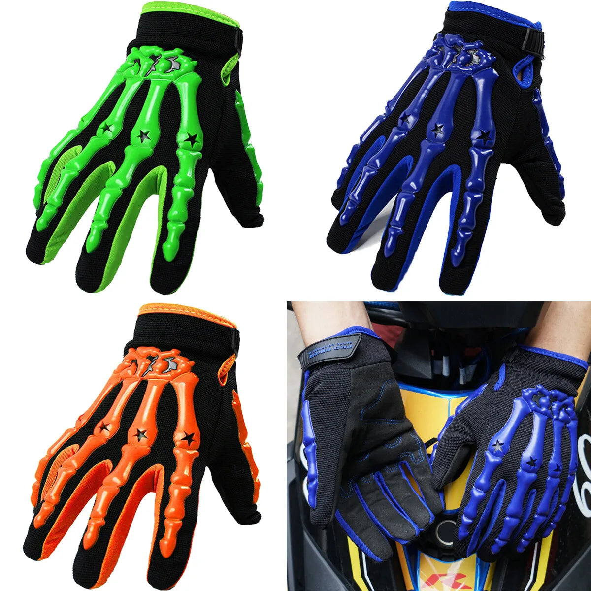 Motocross Gloves Motorcycle BMX MX ATV Dirt Bike Bicycle Skeleton Cycling Gloves for Men Women