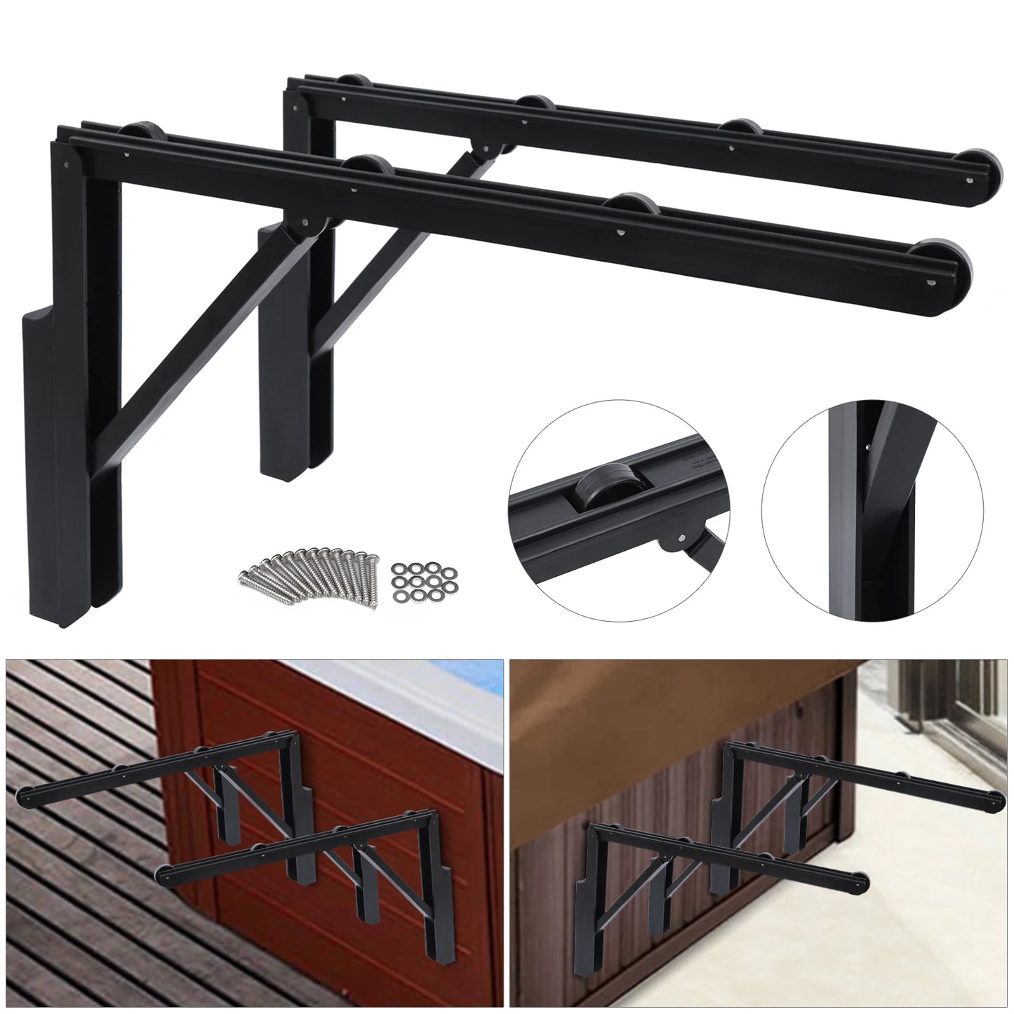 Compact Hot Tub Cover Lifter Rack 76cm 77lb Capacity for Easy Maintenance