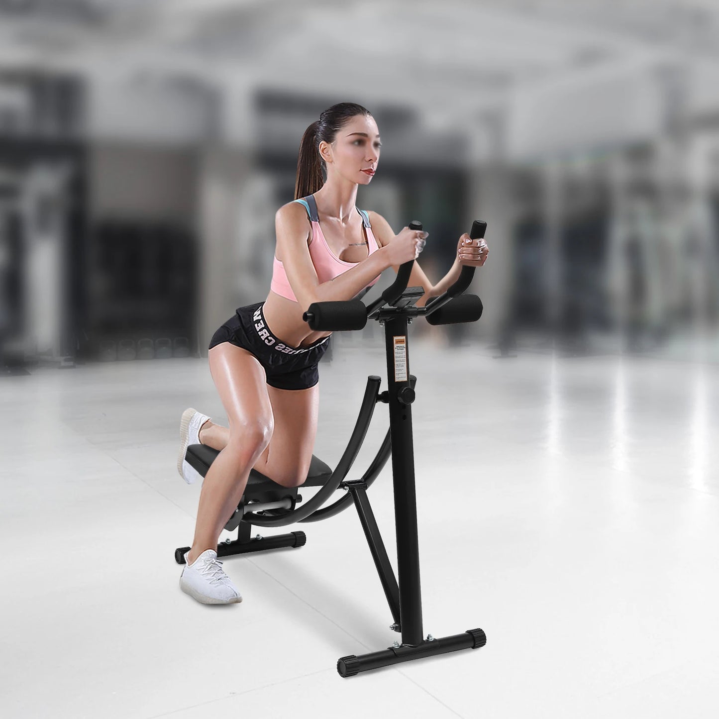 Core Workout Ab Machine with LED Display Silent Roller and Foldable Design