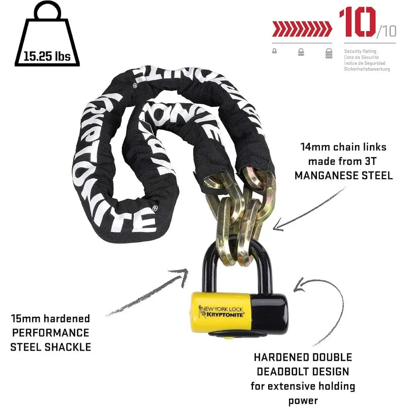 Kryptonite New York Fahgettaboudit Chain 1415 with New York Disc Lock