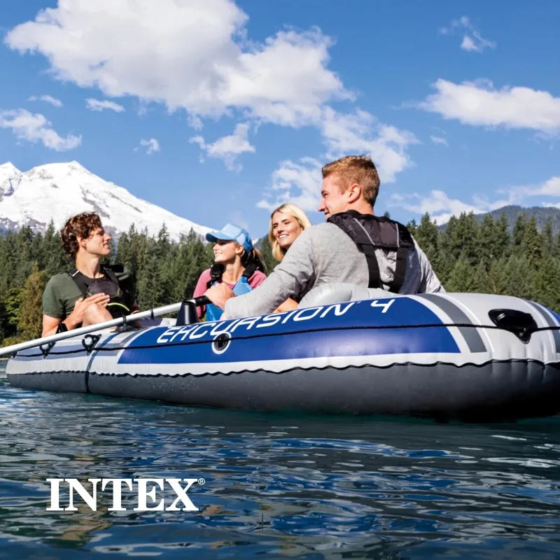 Intex Excursion Inflatable Boat with Oars and Pump Super Tough PVC Construction