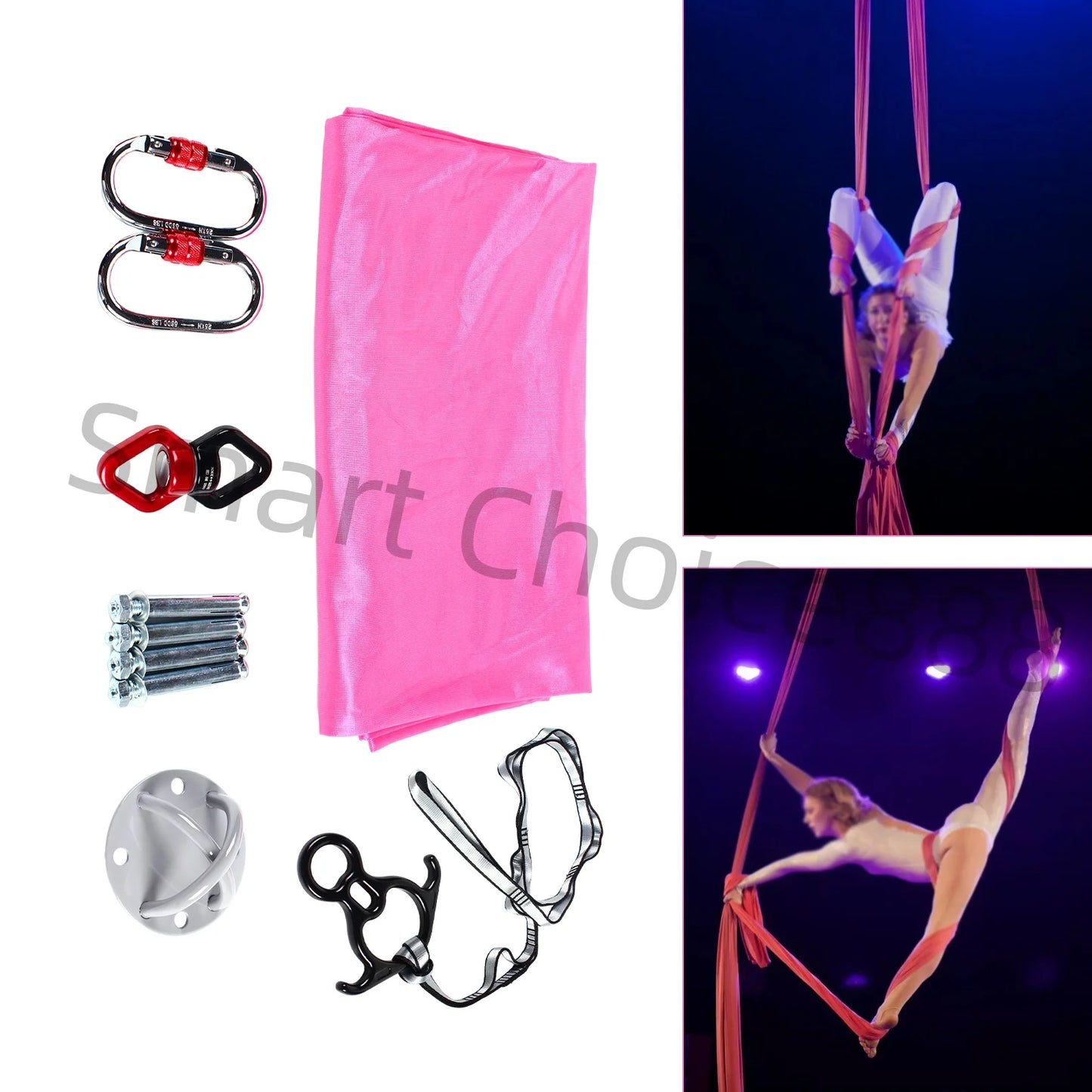 2.8m Aerial Silks Equipment for Aerial Yoga Dance Acrobatic Circus Arts Durable Yoga Hammock Rig