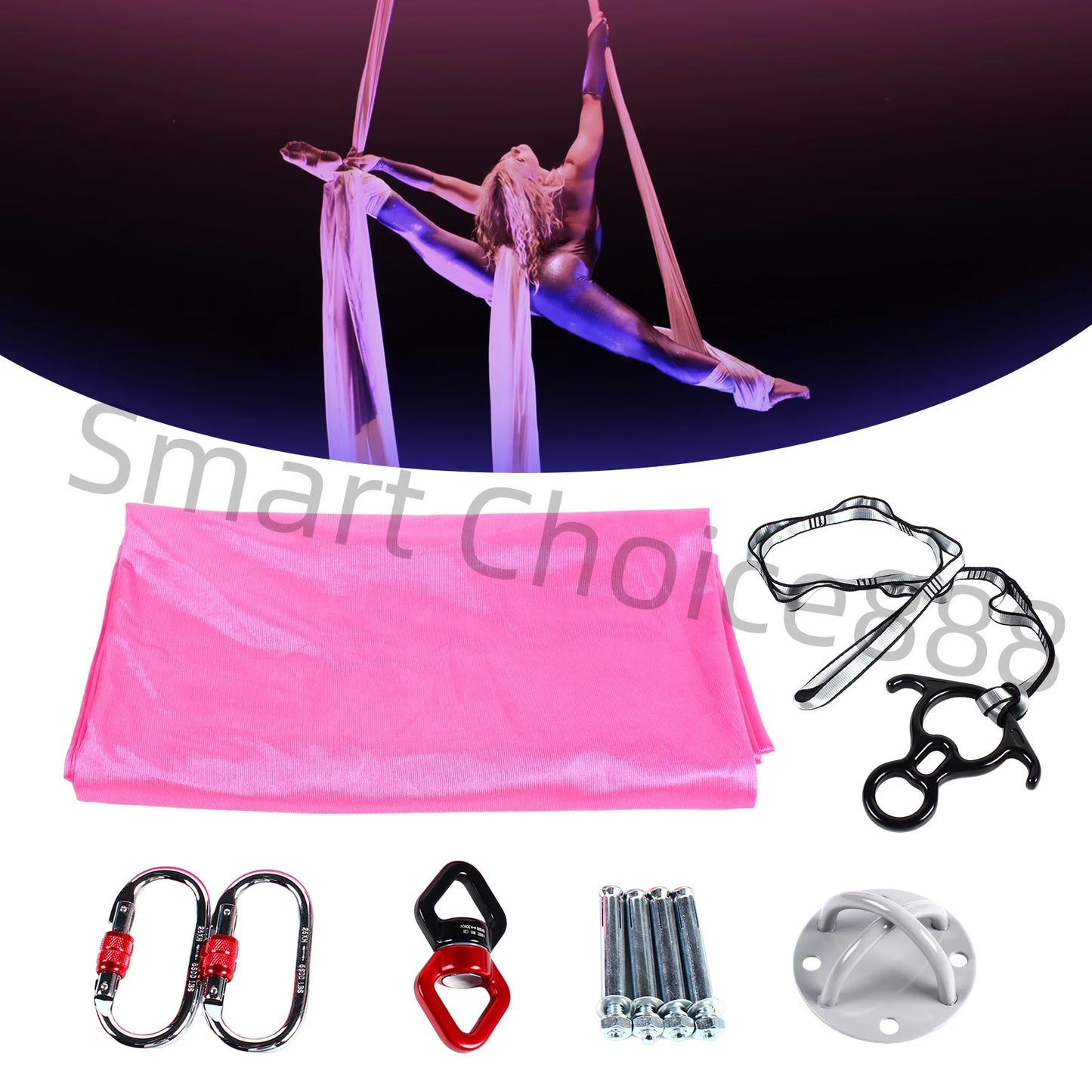 2.8m Aerial Silks Equipment for Aerial Yoga Dance Acrobatic Circus Arts Durable Yoga Hammock Rig