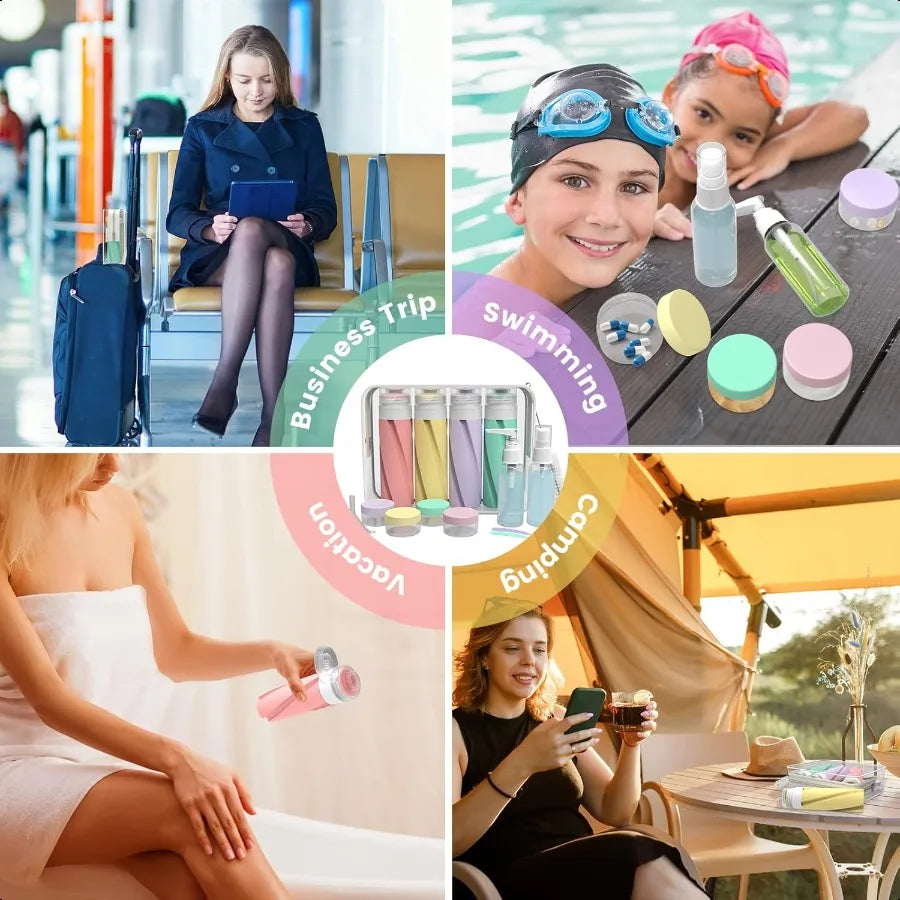 16 Pack Silicone Travel Bottles Set TSA Approved 3.4oz Leak Proof Toiletries Shampoo and Conditioner Essentials
