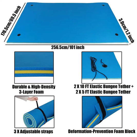 Floating Water Pad Mat 101 Inch 69.5 Inch 3 Layer Foam