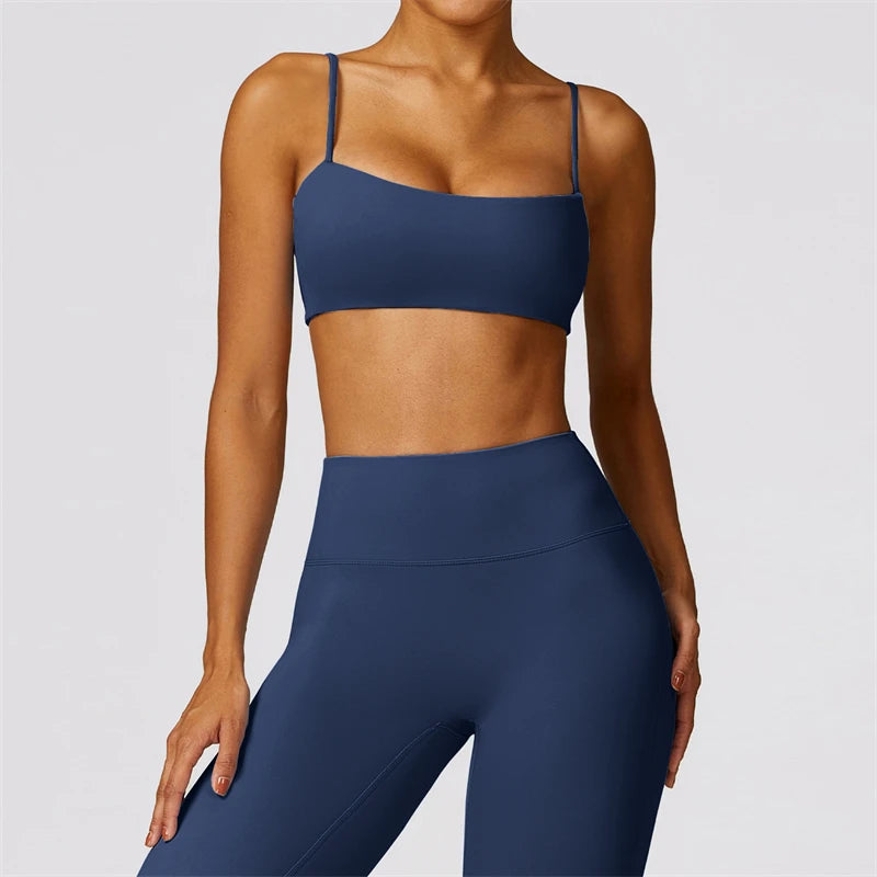 Naked Feel Yoga Set Women High Waist Leggings And Gym Bra 2 Piece Sportswear