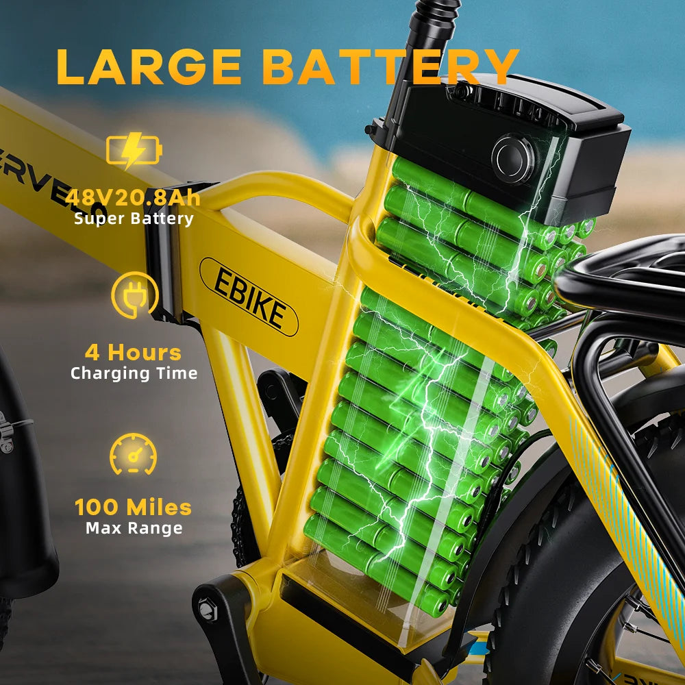 1000W Folding Electric Bike Removable 48V 20Ah Battery