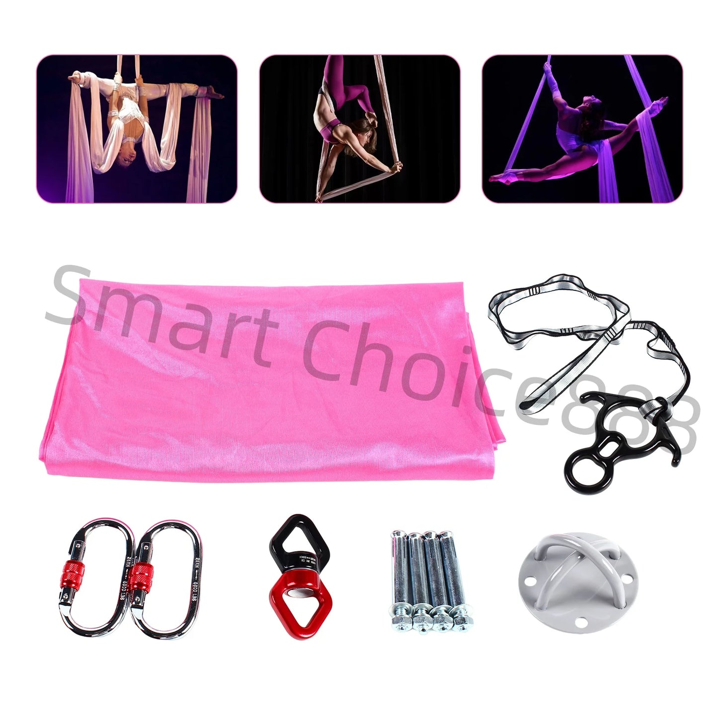 2.8m Aerial Silks Equipment for Aerial Yoga Dance Acrobatic Circus Arts Durable Yoga Hammock Rig