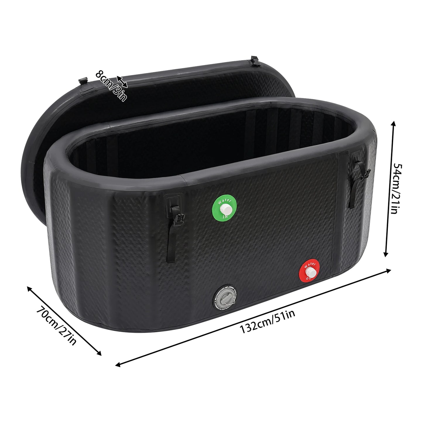 132x70cm Inflatable Ice Bath Tub for Cold Water Therapy and Recovery