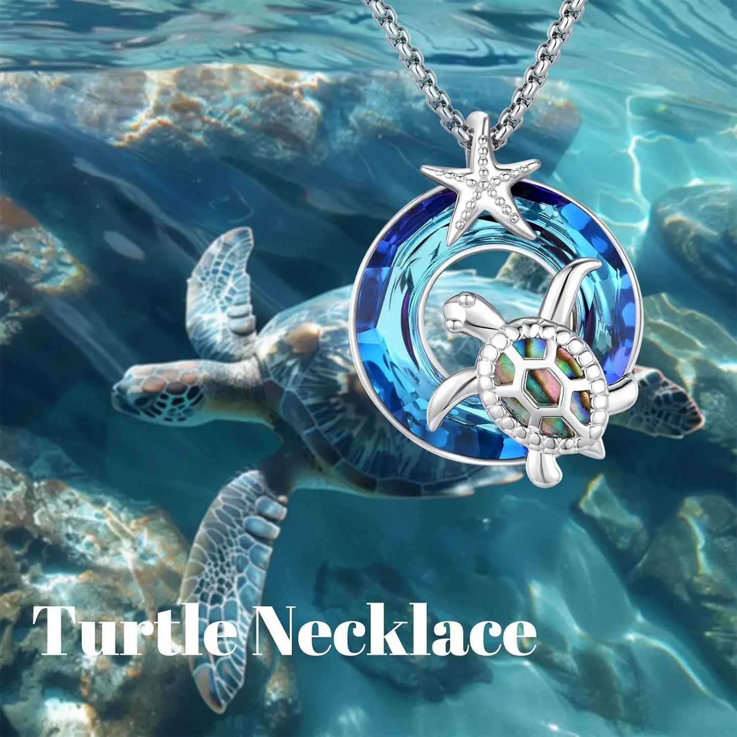 Sterling Silver Turtle Crystal Pendant Necklace for Animal Lovers
