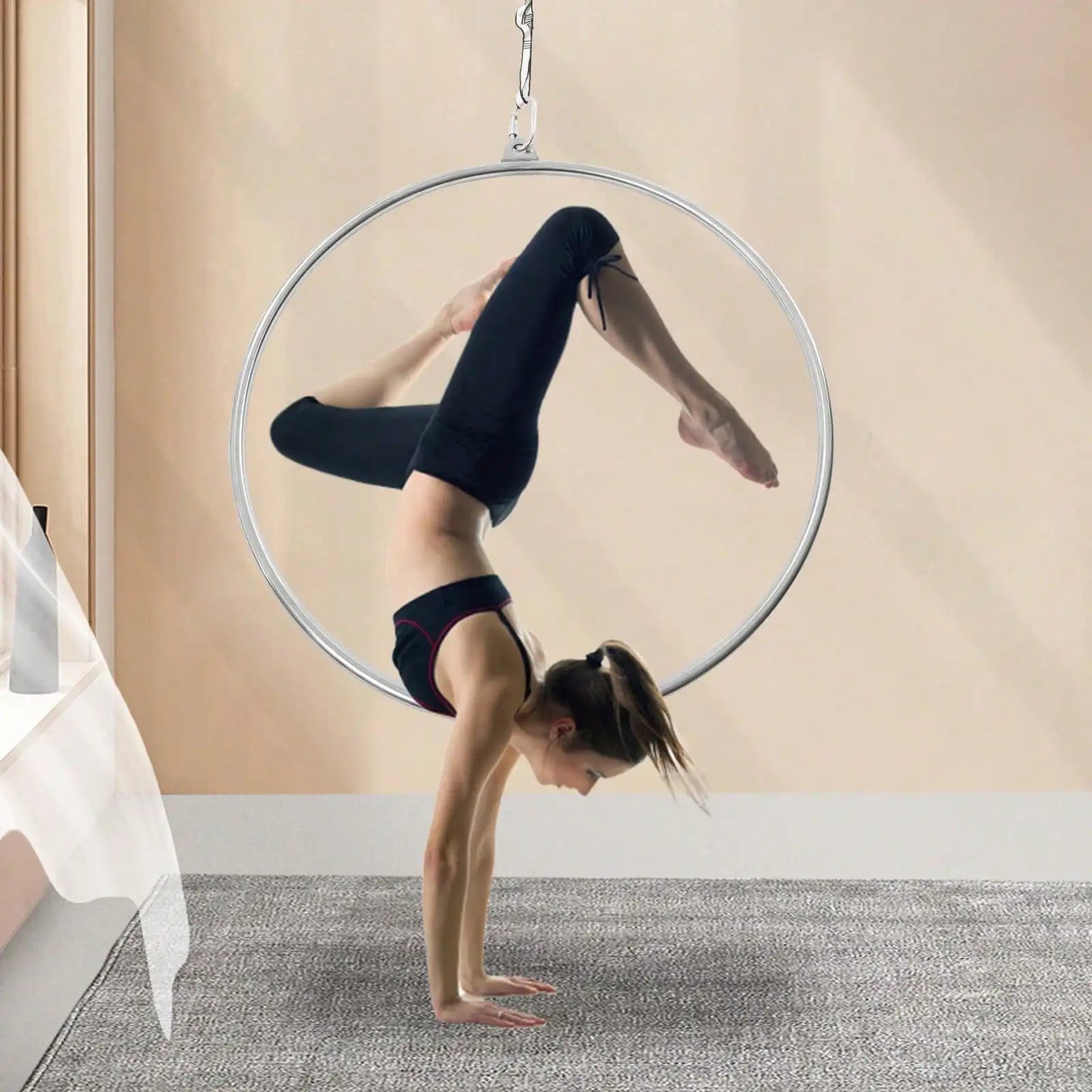 90cm Aerial Lyra Hoop Gymnastic Equipment Lifting Ring Yoga Ring Dance Stainless Steel 350Kg Capacity