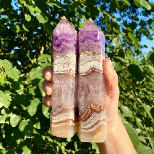Rare Amethyst Lace Agate Crystal Tower Reiki Healing Gift