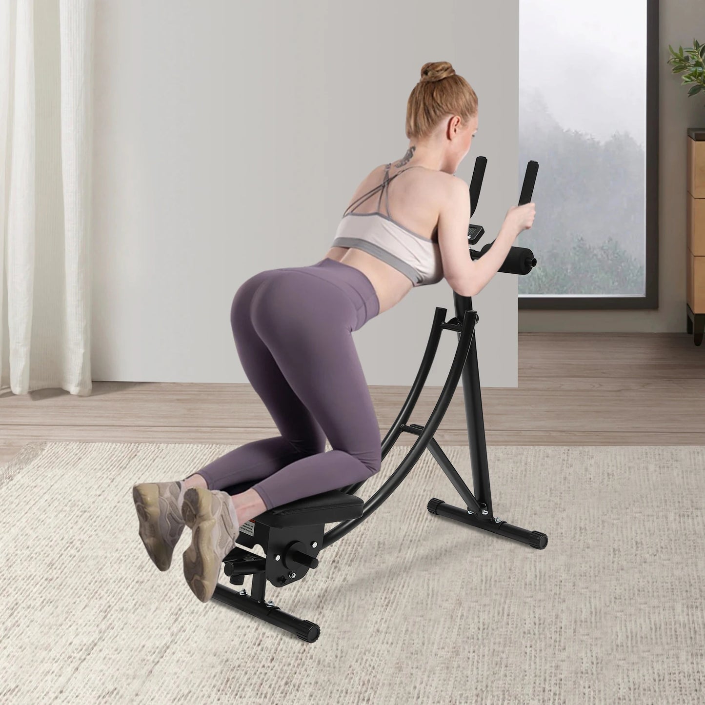 Core Workout Ab Machine with LED Display Silent Roller and Foldable Design