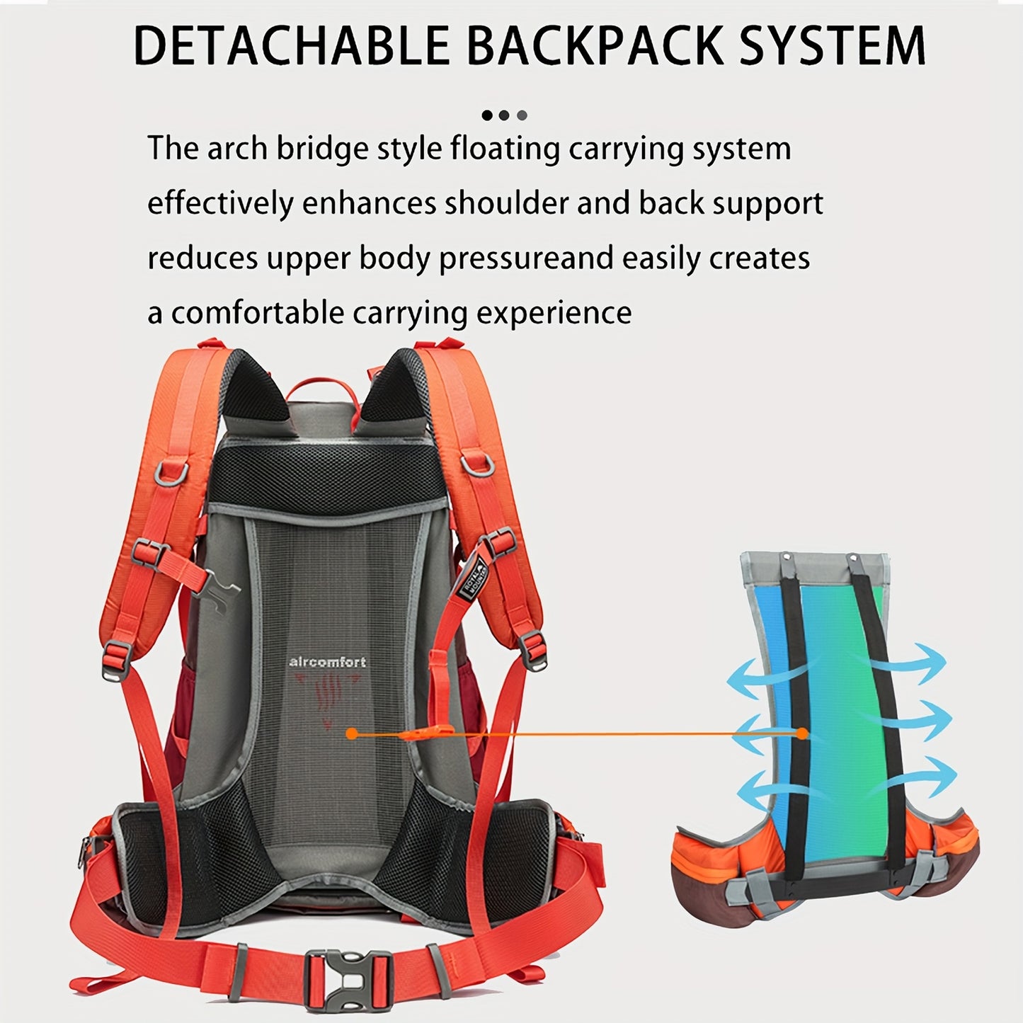 Large Capacity Hiking Backpack Lightweight Nylon Waterproof