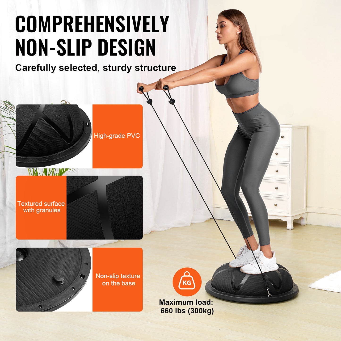 VEVOR 23 Inch Half Exercise Ball With Resistance Band