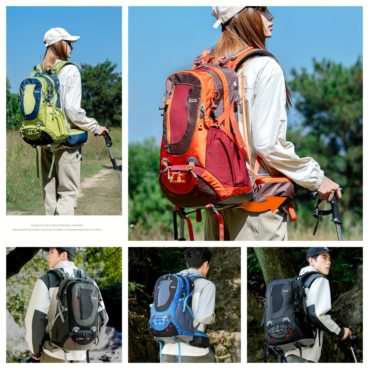 Large Capacity Hiking Backpack Lightweight Nylon Waterproof