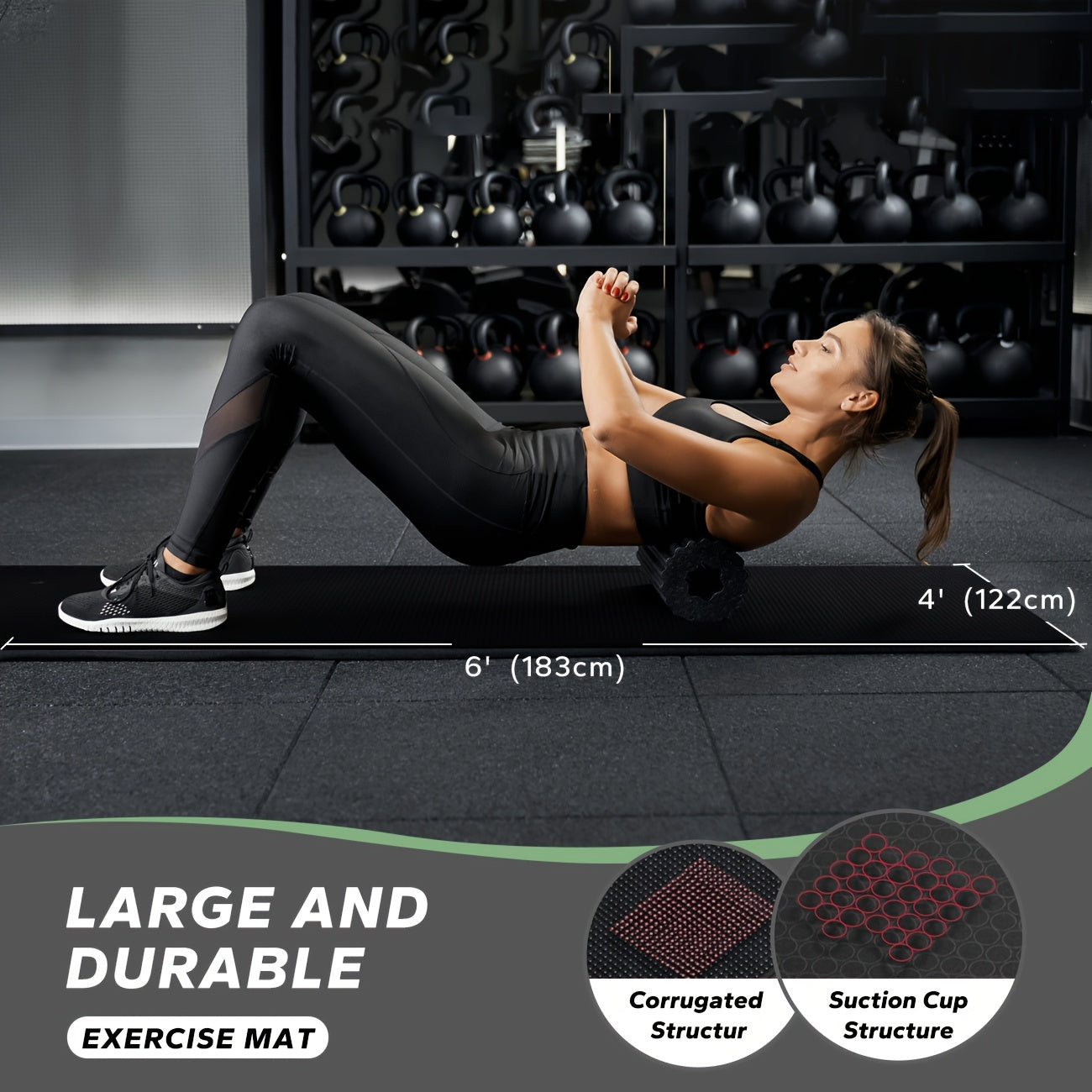 Extra Large Non Slip Exercise Mat For Gym And Yoga 8mm