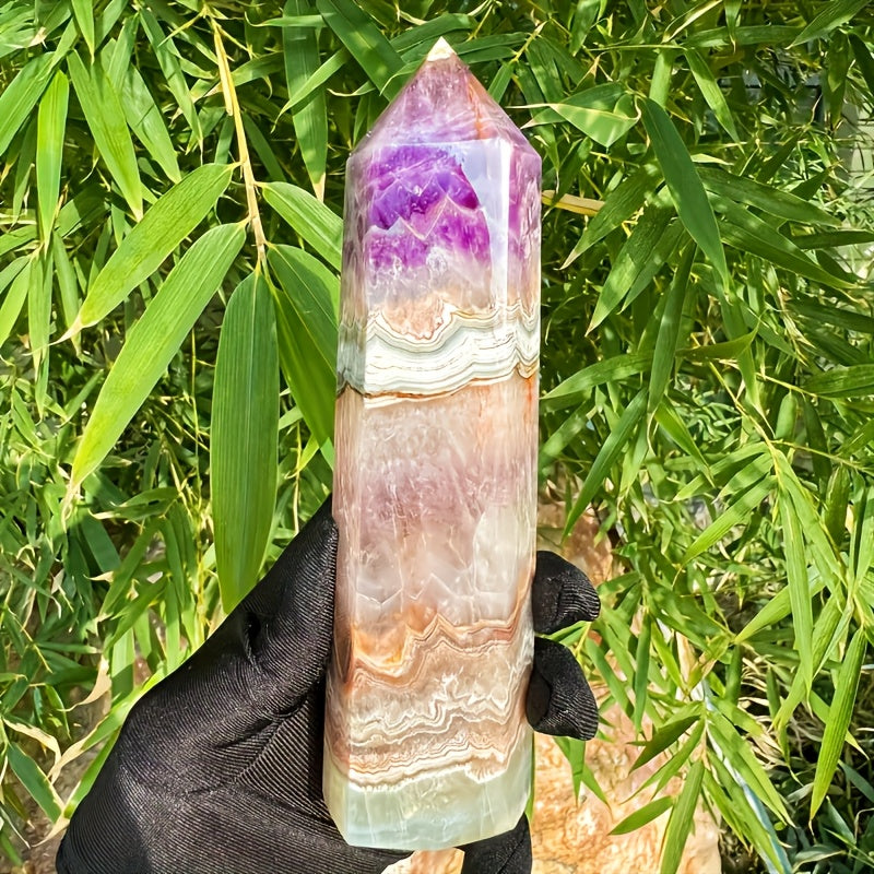 5A Amethyst Lace Agate Crystal Tower Home Decor Gift