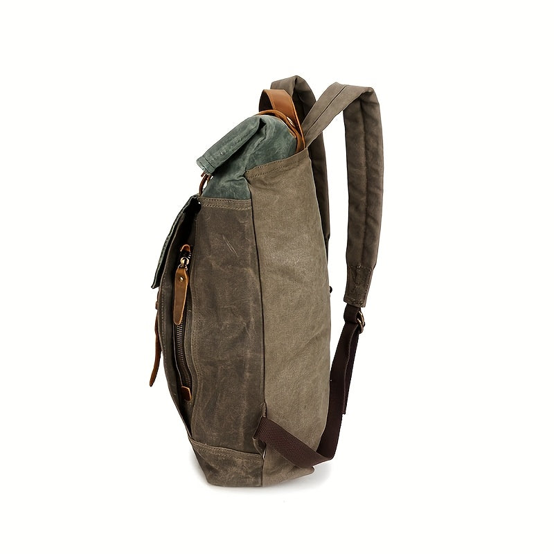 Retro Pepper Salt Tactical Canvas Backpack For Camping