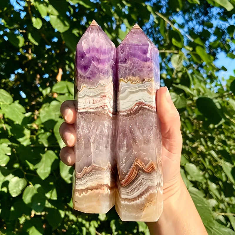 5A Amethyst Lace Agate Crystal Tower Home Decor Gift