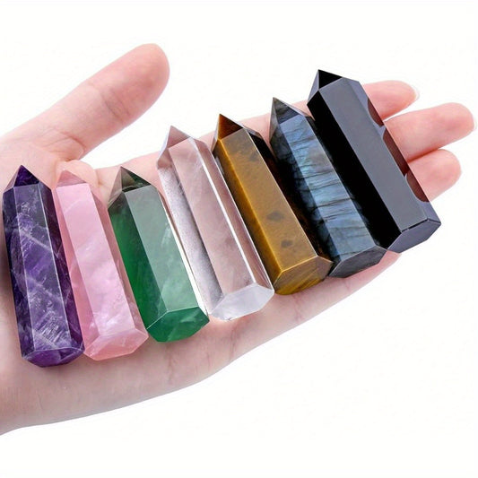 Rainbow Fluorite Crystal Set 7pcs Hand Polished Obelisks