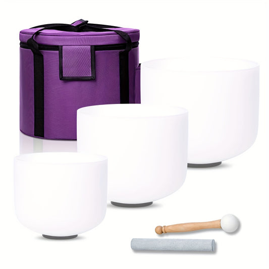 ZenFreq Quartz Crystal Singing Bowls Set 7 To 11 Inch Case