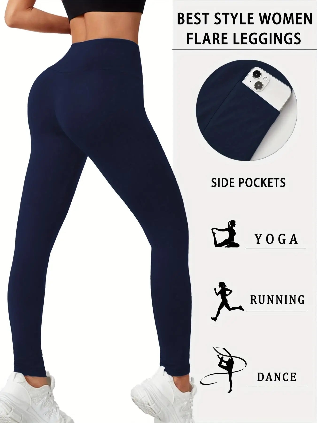 Plus Size High Waist Fleece Lined Yoga Pants With Side Pockets For Yoga Outdoor