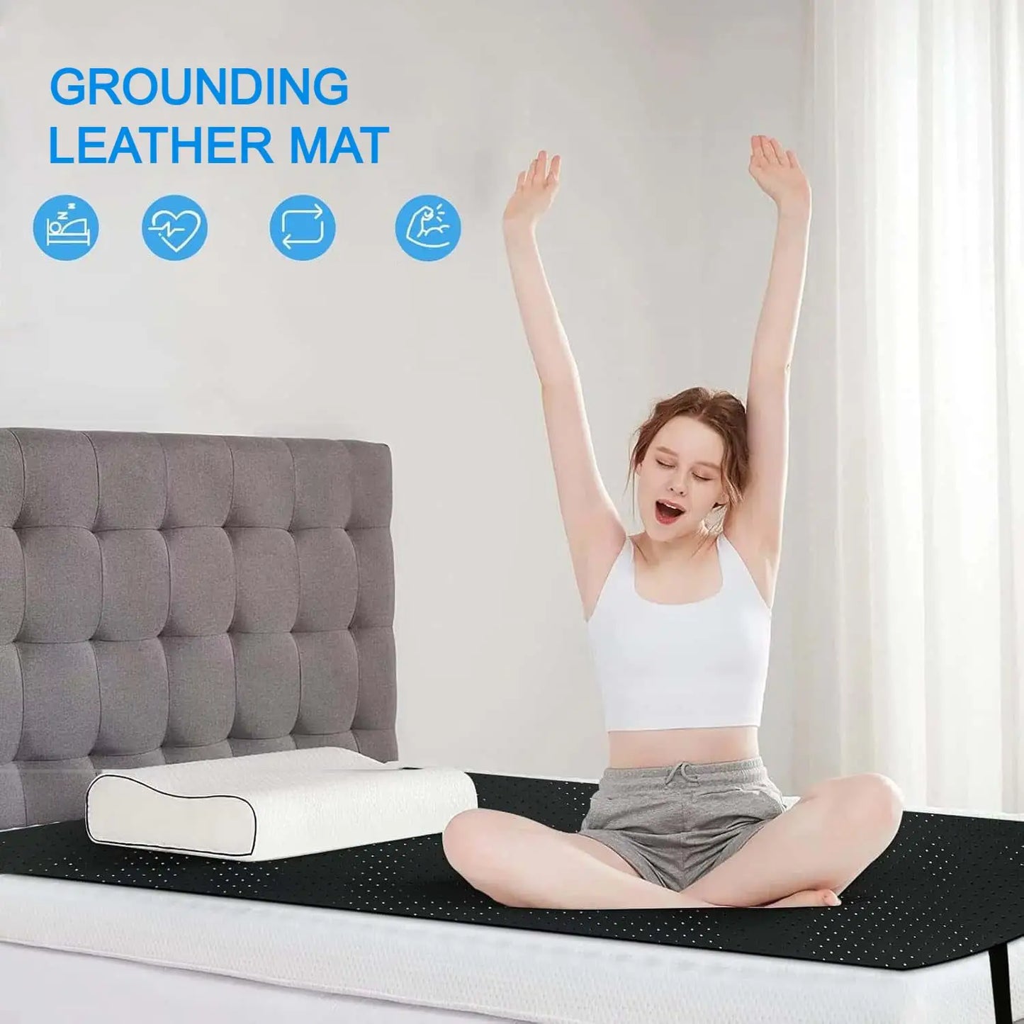 Grounding Sheet And Perforated Grounding Mat With Conductive Carbon Faux Leather