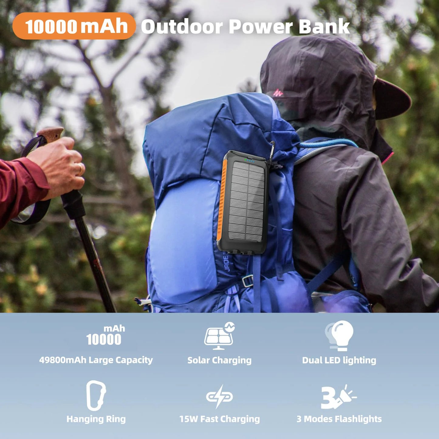 Foldable 30W Solar Panel 10000mAh Power Bank Dual Output