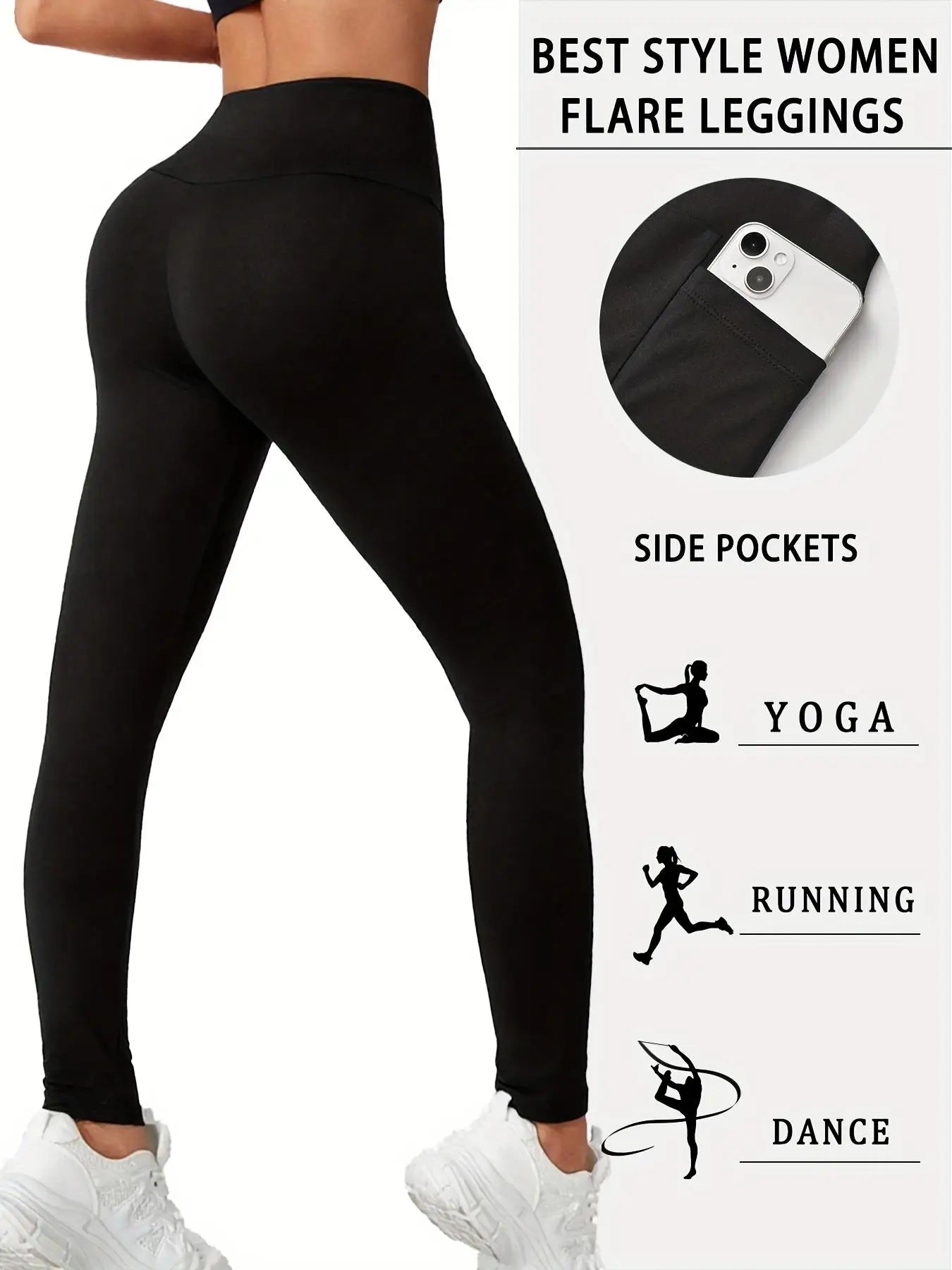 Plus Size High Waist Fleece Lined Yoga Pants With Side Pockets For Yoga Outdoor