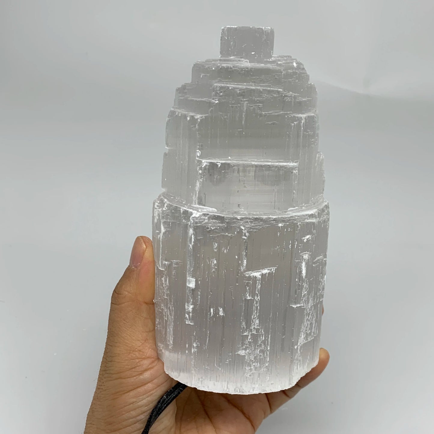 Selenite Crystal Lamp Tower Raw Satin Spar With 6ft Cord