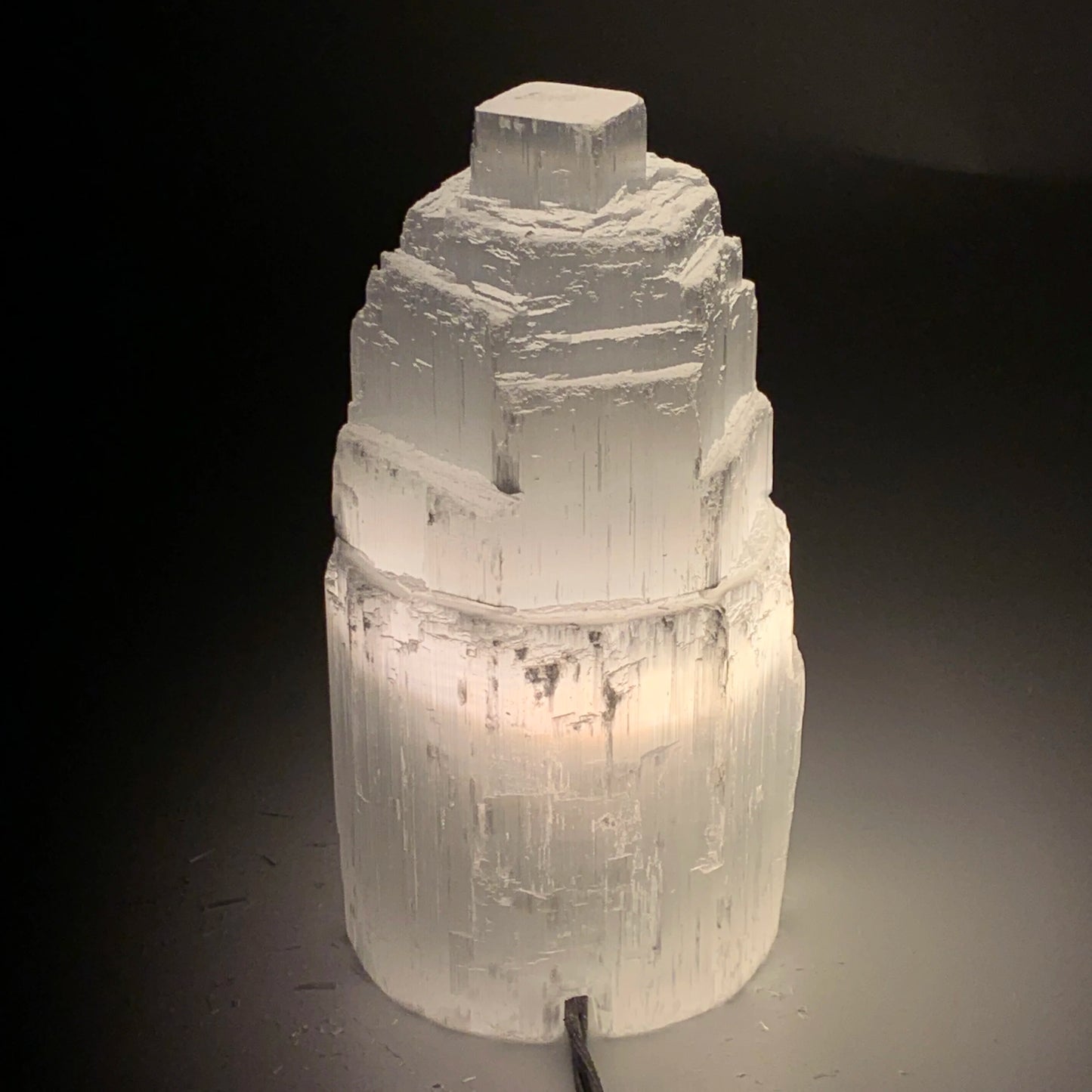 Selenite Crystal Lamp Tower Raw Satin Spar With 6ft Cord