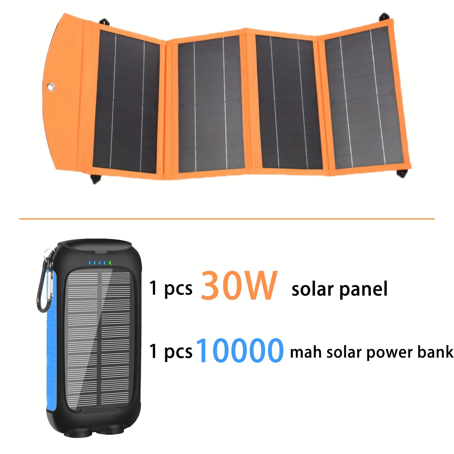 Foldable 30W Solar Panel 10000mAh Power Bank Dual Output