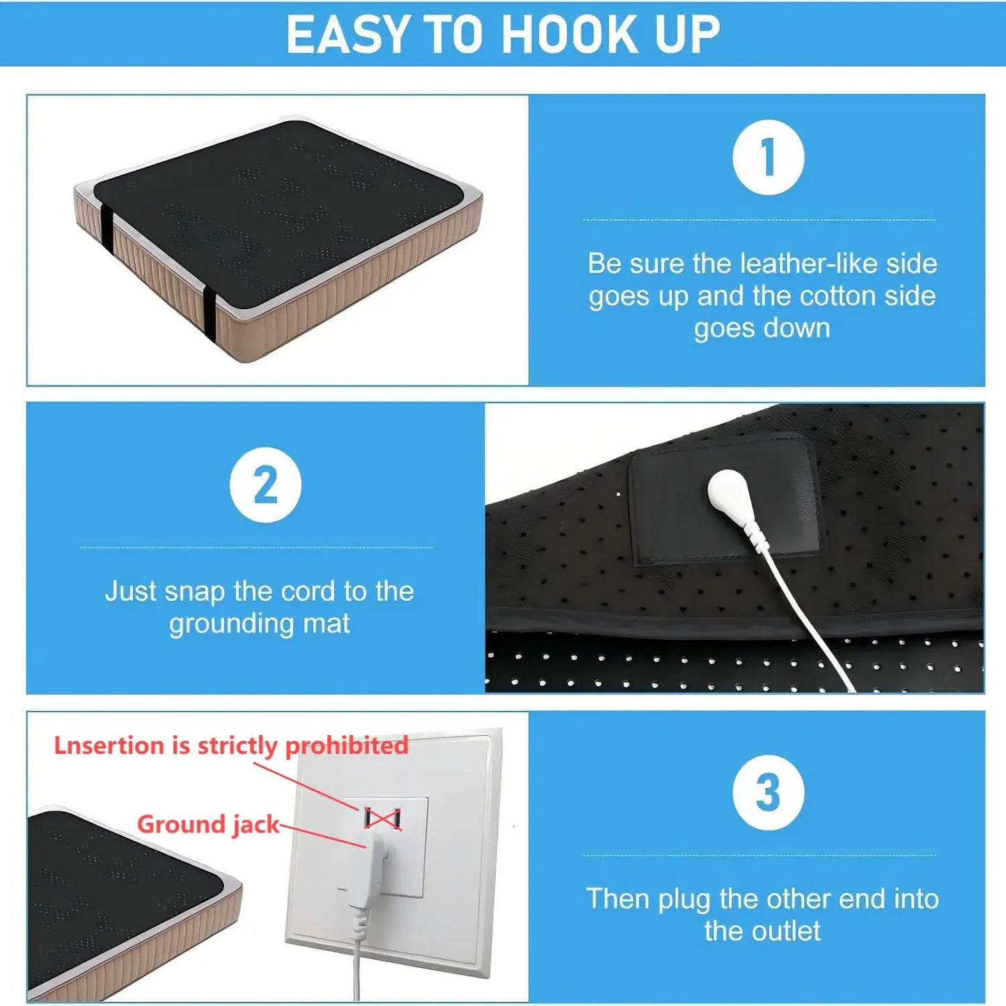 Grounding Sheet And Perforated Grounding Mat With Conductive Carbon Faux Leather