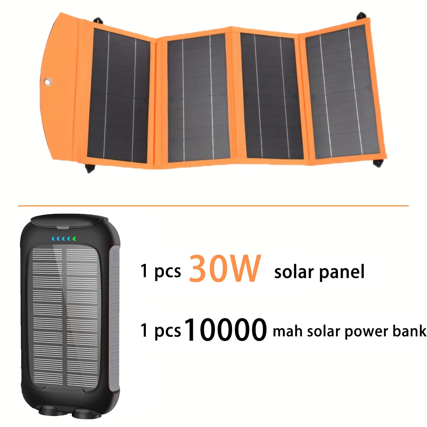 Foldable 30W Solar Panel 10000mAh Power Bank Dual Output