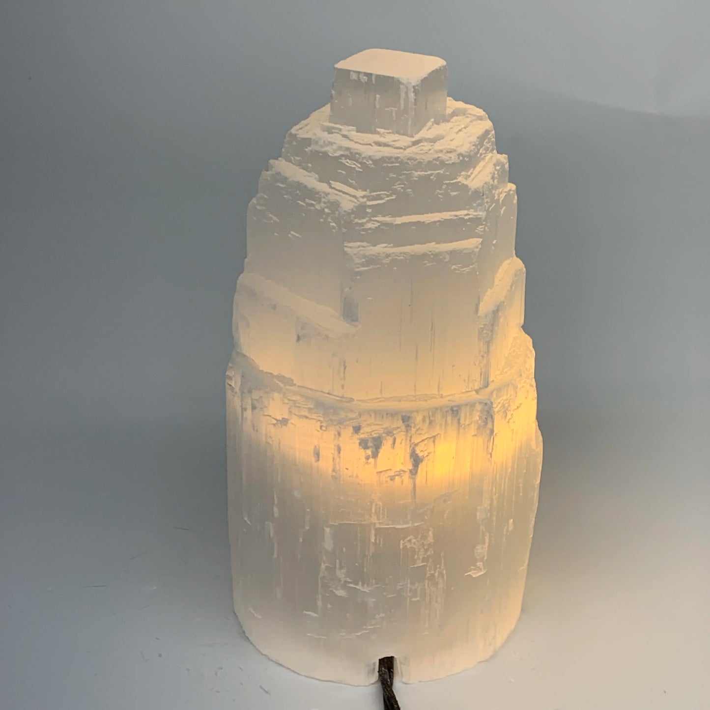 Selenite Crystal Lamp Tower Raw Satin Spar With 6ft Cord