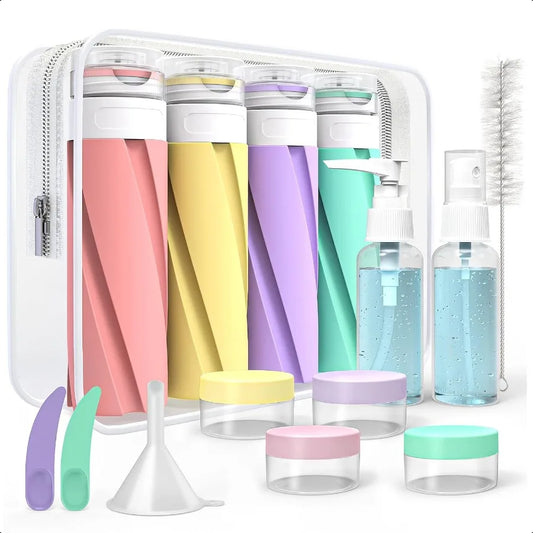 16 Pack Silicone Travel Bottles Set TSA Approved 3.4oz Leak Proof Toiletries Shampoo and Conditioner Essentials