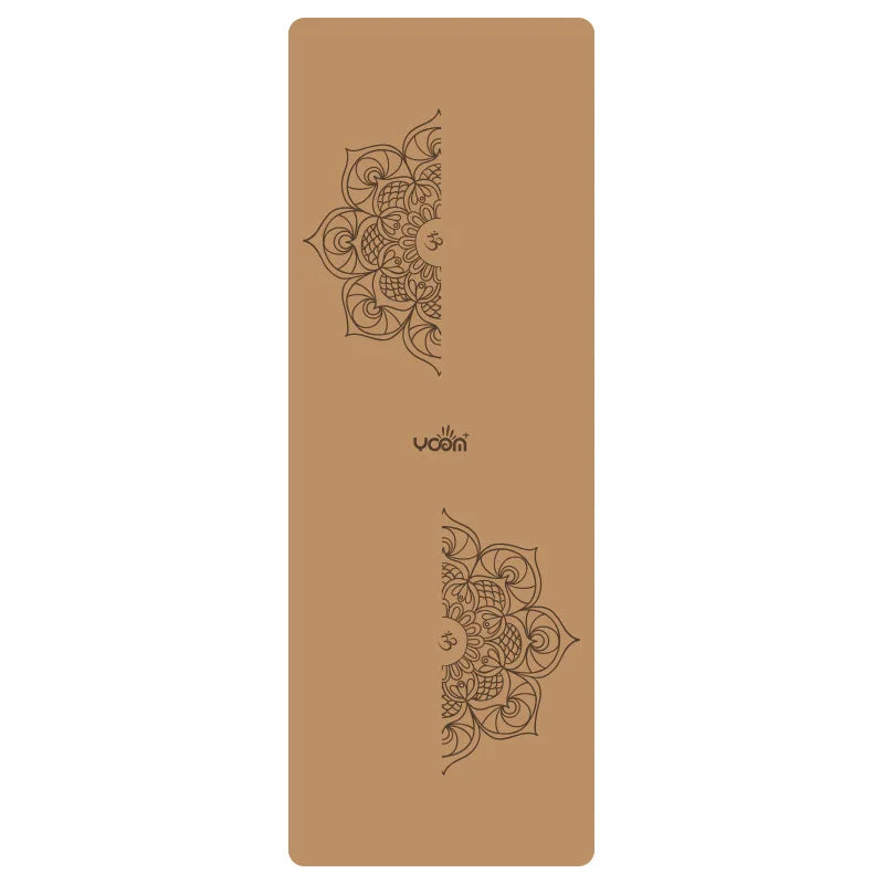Natural Rubber and Cork Yoga Mat Extra Wide 5mm Thick with Alignment Lines