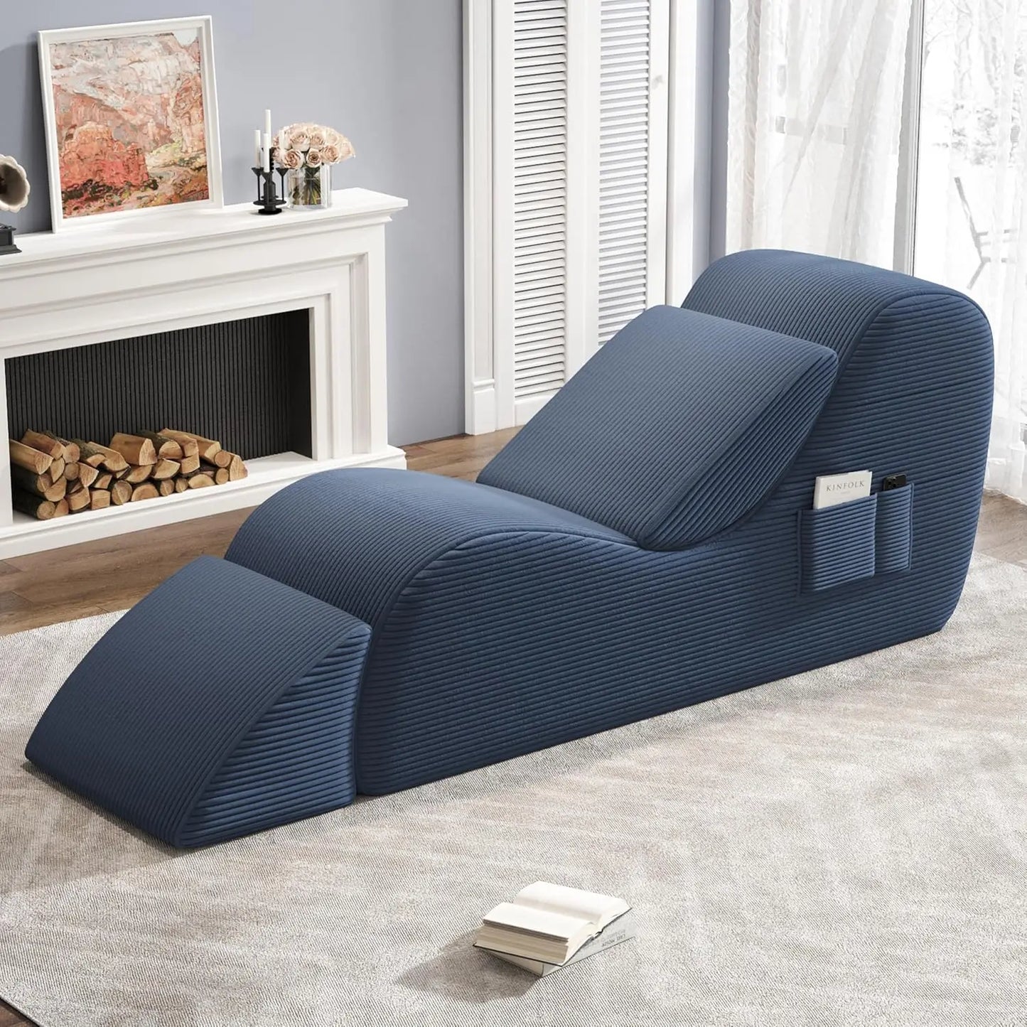 Ergonomic Yoga Chair with Lumbar Pillow and Ottoman for Home Relaxation