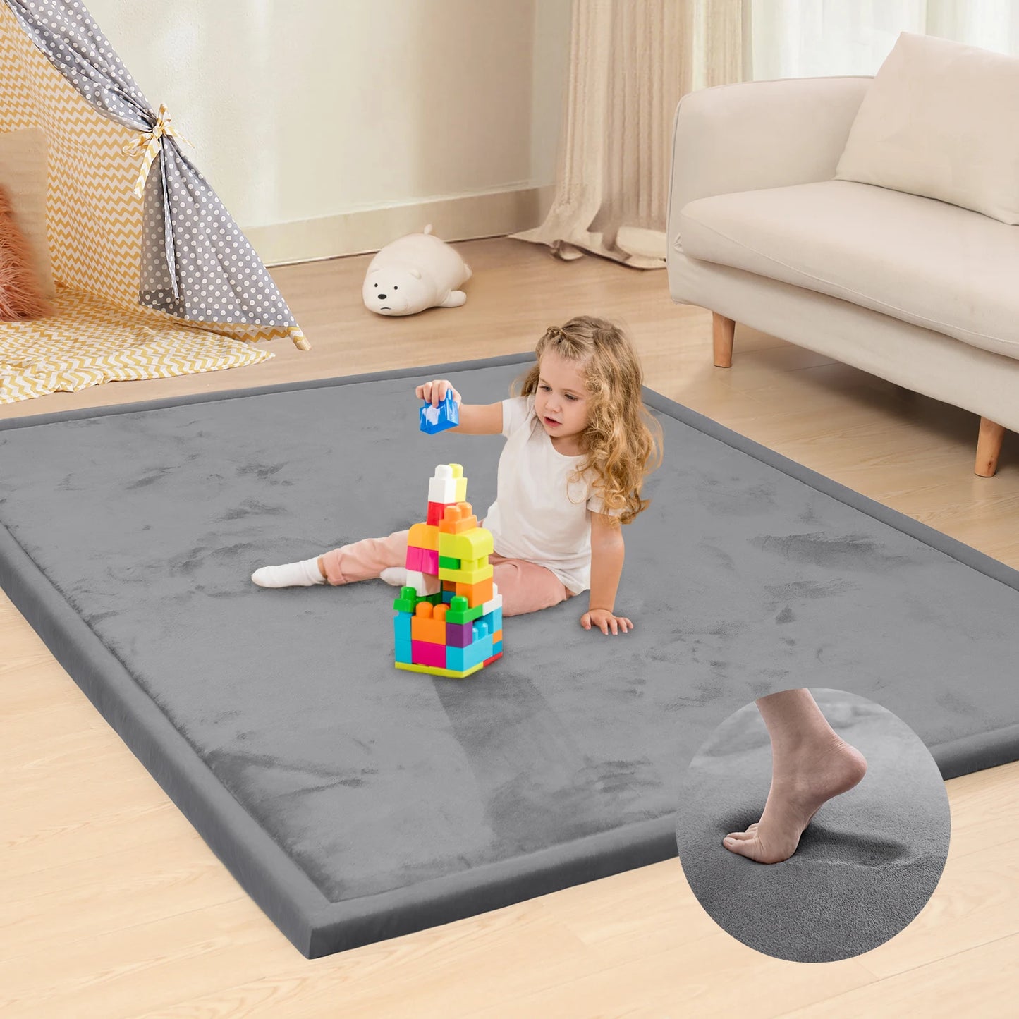 Huloo Sleep Large 1.3 Inch Thick Tatami Baby Crawling Mat Non Slip Nursery Rug